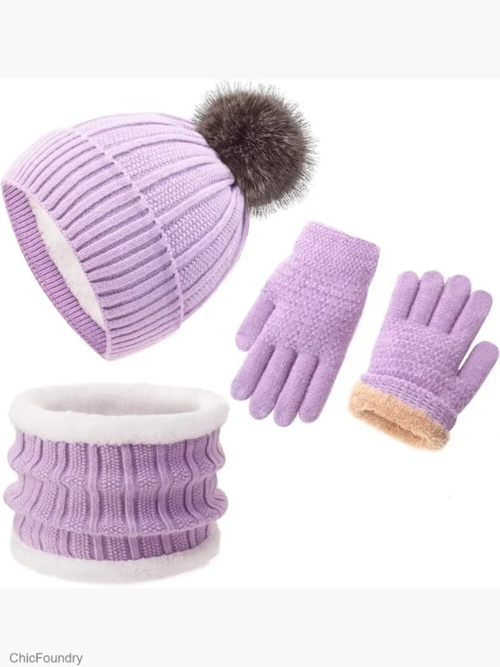 Kids Winter Beanie Hat Gloves Scarf Set 1-10 Years Warm Fleece Lined Mittens